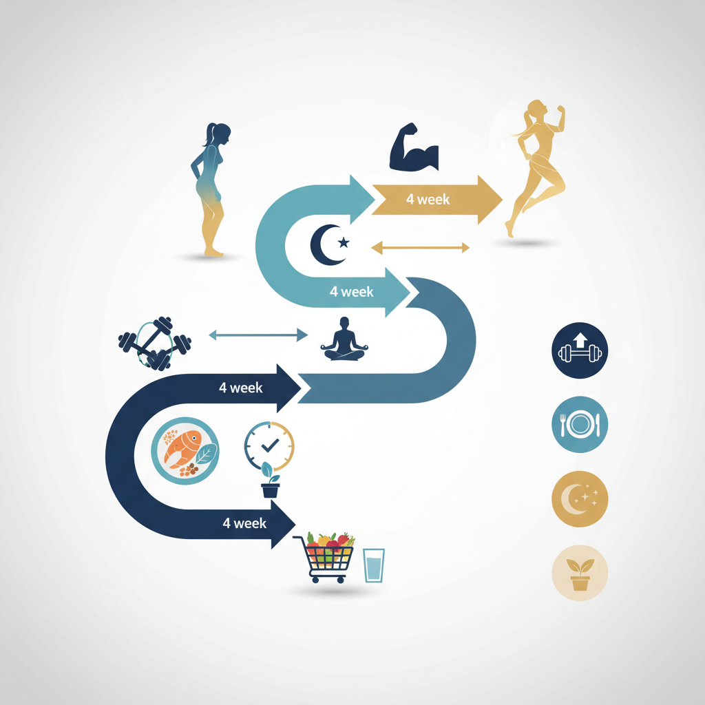 Sustainable wellness women over 40: 12-week science-backed plan - Infographic illustration